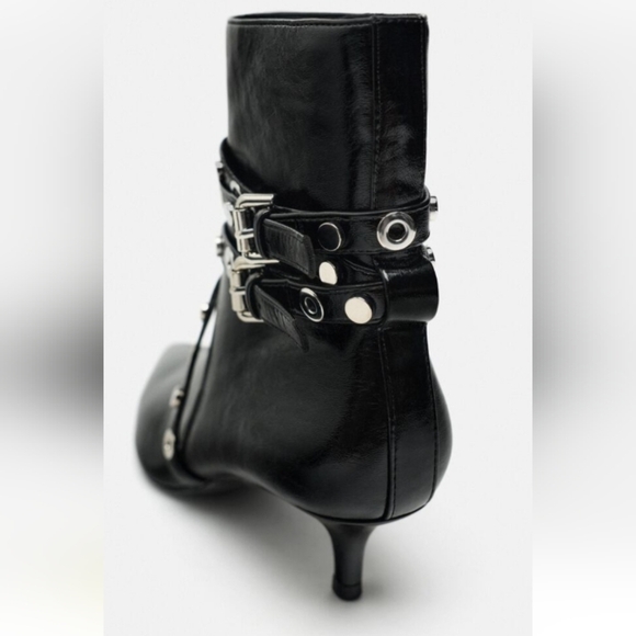 Zara Metal Trim Heeled Booties - Picture 6 of 14